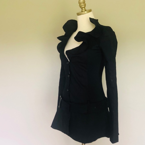 Jacket Dress Black Medium WEISSMAN COSTUMES Big V Neck Ruffle Collar - Picture 3 of 6